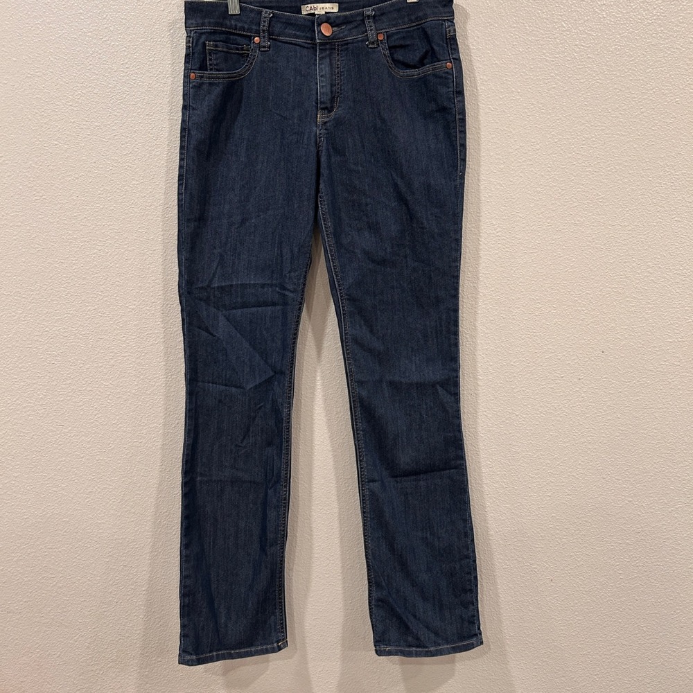 CAbi Lou Lou Jeans 334 Dark Wash Indigo Straight Leg Denim Women's Size 8